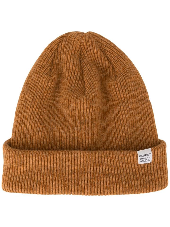 Norse Projects Knitted Beanie Hat - Brown