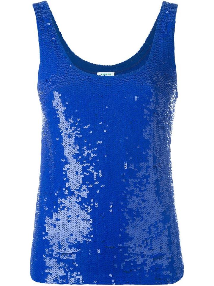 P.a.r.o.s.h. All-over Sequined Tank Top, Women's, Blue, Pvc/polyamide/spandex/elastane
