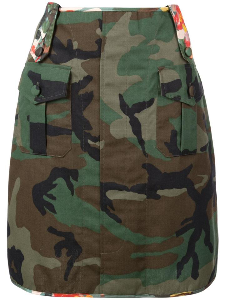 Harvey Faircloth Floral Detail Army Skirt - Green