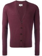 Maison Margiela Knitted Cardigan, Men's, Size: Xl, Red, Linen/flax/wool/calf Leather