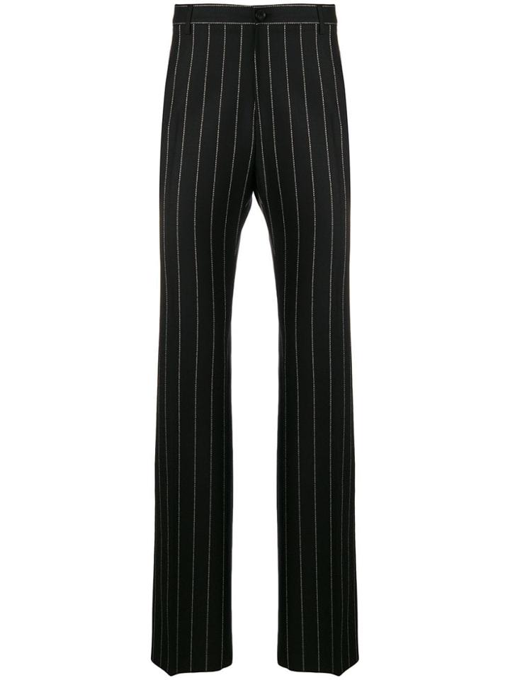 Versace Striped Tailored Trousers - Black
