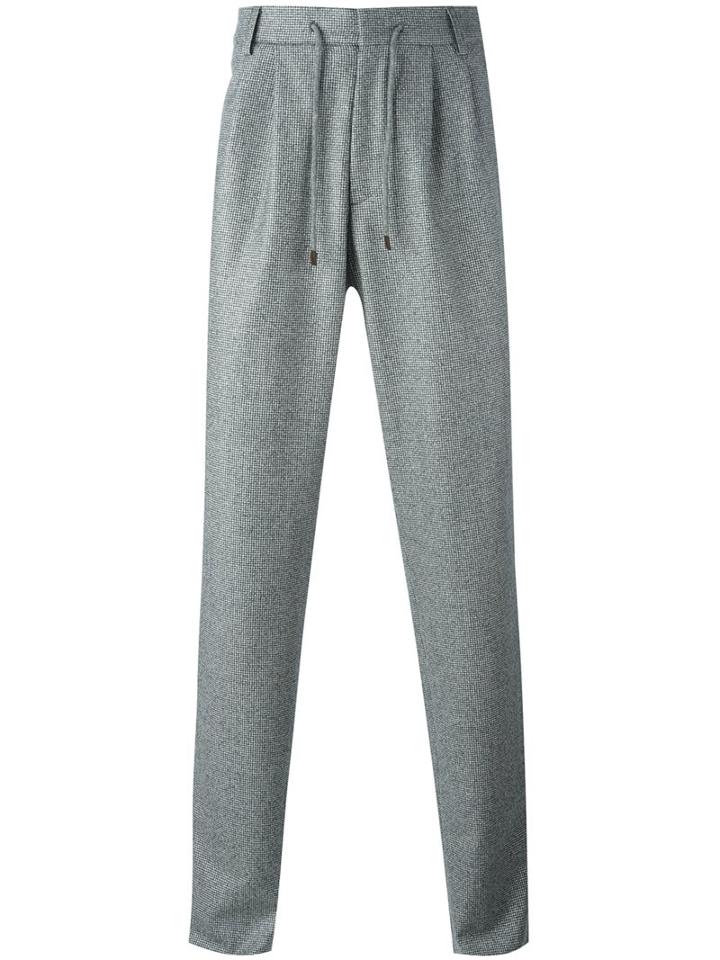 Brunello Cucinelli Pleated Tapered Trousers, Men's, Size: 50, Grey, Virgin Wool/viscose/cotton