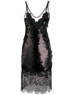 Ermanno Scervino Sequinned Lace Shift Dress - Black