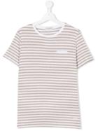 Paolo Pecora Kids Teen Striped Short Sleeve T-shirt - Nude & Neutrals