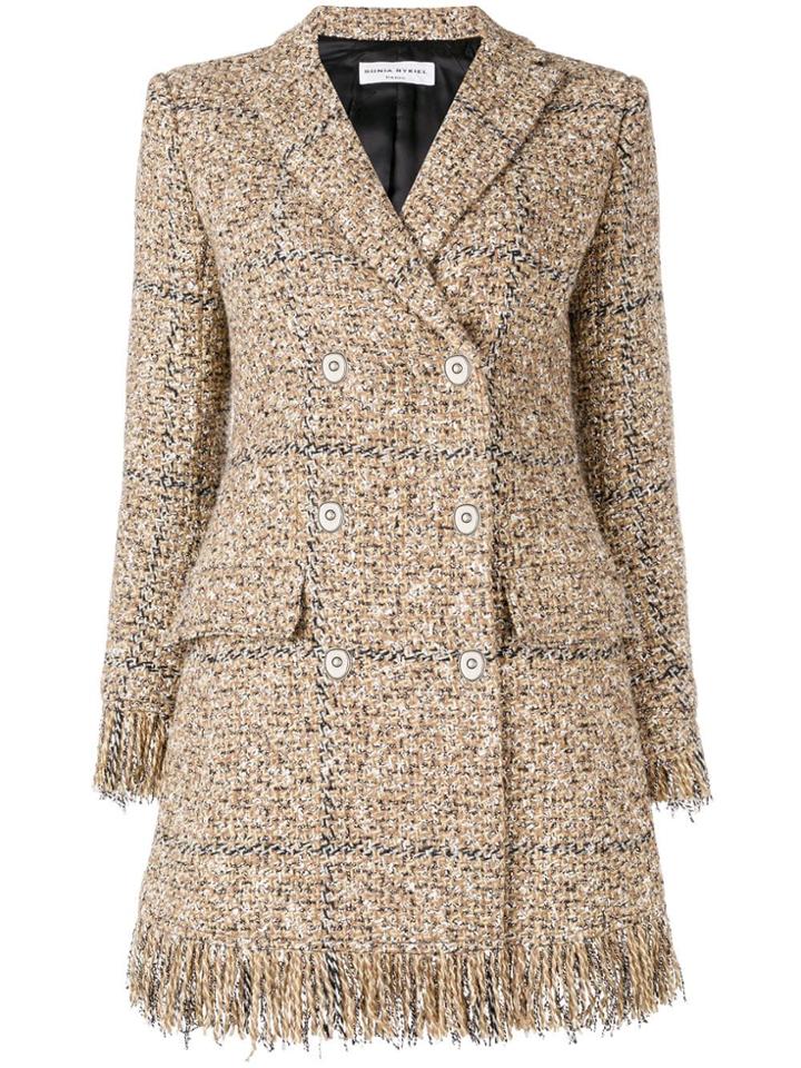 Sonia Rykiel Fringed Double-breasted Coat - Nude & Neutrals