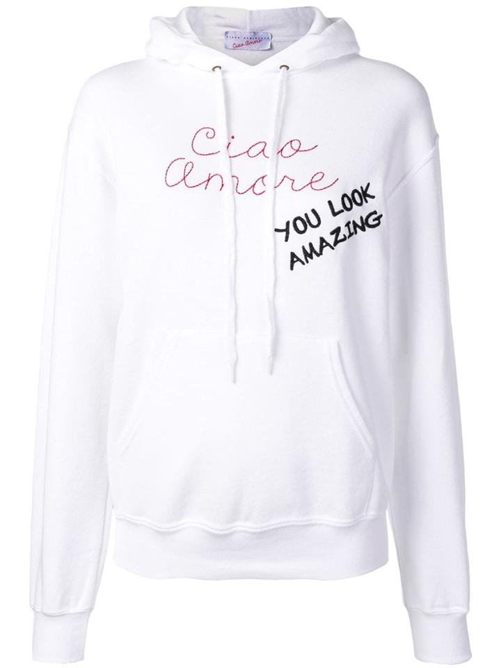 Giada Benincasa Ciao Amore Embroidered Hoodie - White