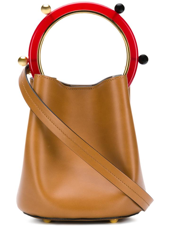 Marni Stud-handle Panier Bucket Bag - Brown