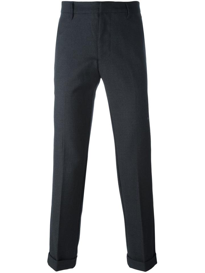 Emporio Armani Slim Tailored Trousers, Men's, Size: 52, Grey, Polyester/wool