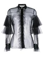 Philosophy Di Lorenzo Serafini Fishnet And Frill Trimmed Sheer Shirt -