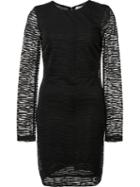 Nicole Miller Sheer Sleeve Stretch Dress, Women's, Size: Xs, Black, Polyester/spandex/elastane