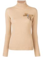 Liu Jo Embellished Turtleneck Sweater - Brown