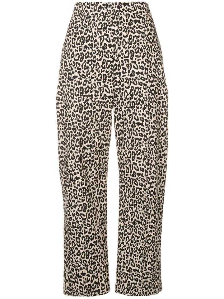 Liu Jo Leopard Print Cropped Trousers - Neutrals