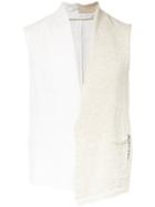 Isabel Benenato Half Knitted Gilet, Men's, Size: 48, White, Linen/flax
