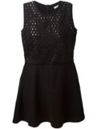 Carven Perforated Dress, Women's, Size: Medium, Black, Cotton/elastodiene/polyester