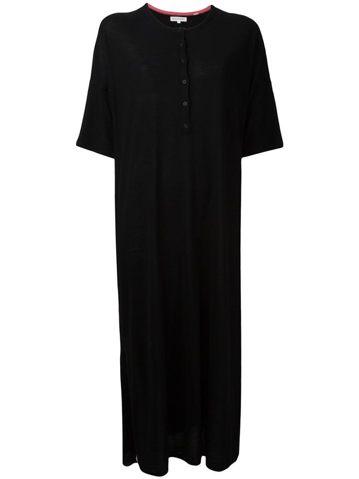Chinti And Parker Buttoned Midi T-shirt Dress, Women's, Size: Xs, Black, Merino