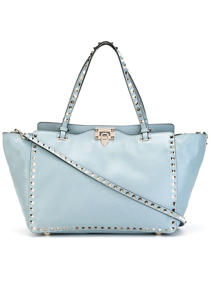 Valentino Garavani Rockstud Trapeze Tote, Women's, Blue, Leather/metal Other