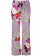 Etro - Floral Flared Trousers - Women - Silk/viscose - 42, Pink/purple, Silk/viscose