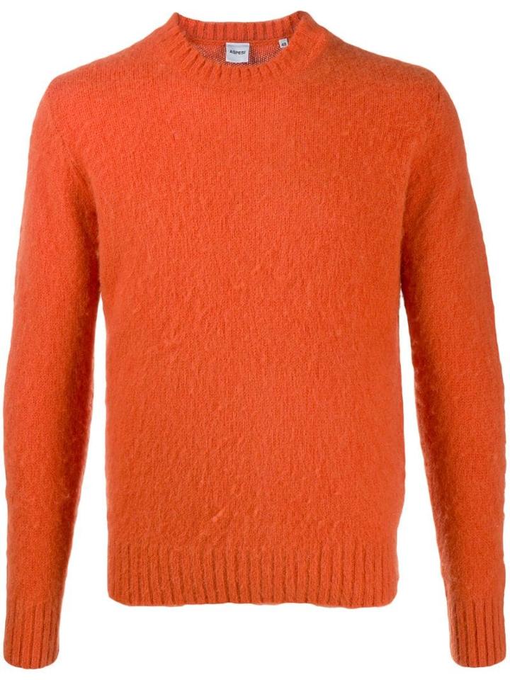 Aspesi Slim-fit Crew Neck Jumper - Orange