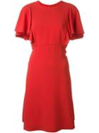 Giambattista Valli Ruffle Sleeves Dress, Women's, Size: 48, Red, Spandex/elastane/viscose