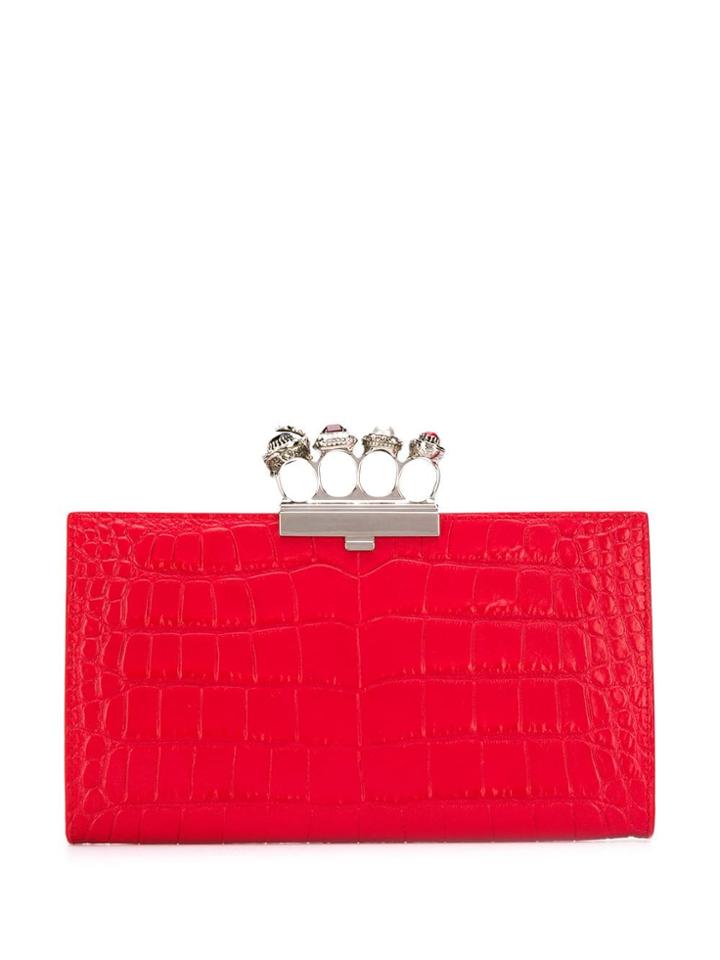 Alexander Mcqueen Skull Four Ring Flat Pouch - Red