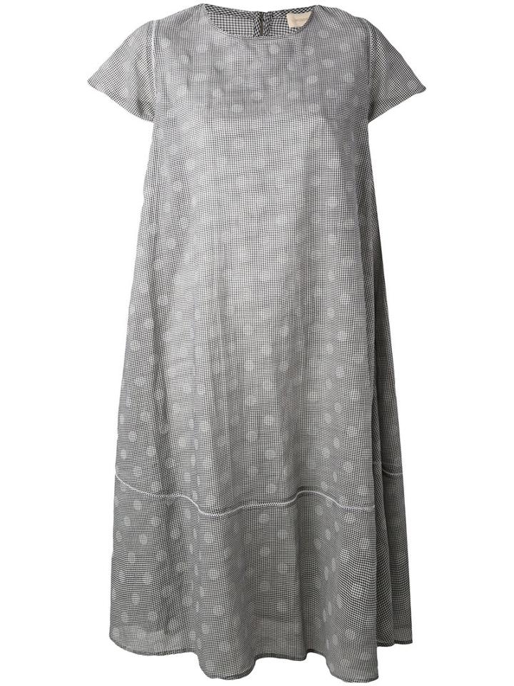 Wunderkind - Circle Grid Print Swing Dress - Women - Silk/cotton - 34, Black, Silk/cotton