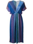 Masscob V-neck Midi Dress, Women's, Size: Xs, Blue, Linen/flax/polyamide