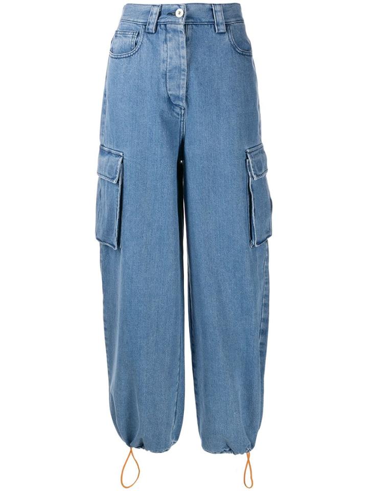 Sunnei Ribbed Cargo Jeans - Blue
