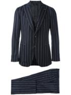 Gabriele Pasini Striped Suit, Men's, Size: 50, Blue, Spandex/elastane/viscose/wool
