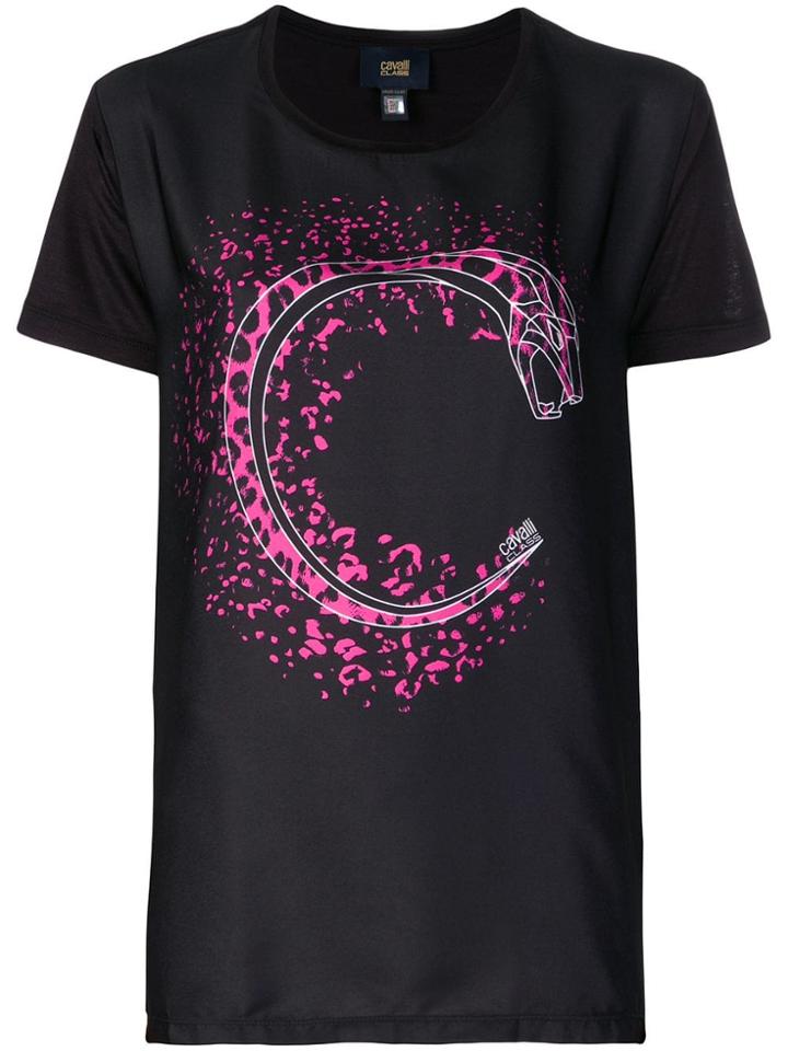 Cavalli Class Graphic Print T-shirt - Black