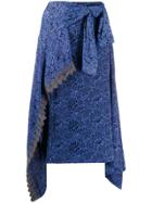 Chloé Floral-print Draped Skirt - Blue