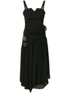 Jil Sander Frilled Belted Midi Dress - Black