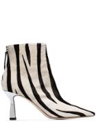 Wandler Lina 75mm Zebra Print Ankle Boots - White