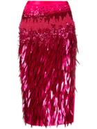 Elisabetta Franchi Fringed-panel Pencil Skirt - Pink