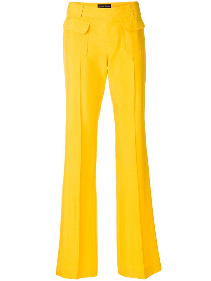 Talbot Runhof Pleated Flared Trousers - Yellow & Orange