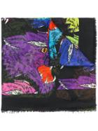 Gucci Rainbow Panther Face Jaquard Scarf - Black