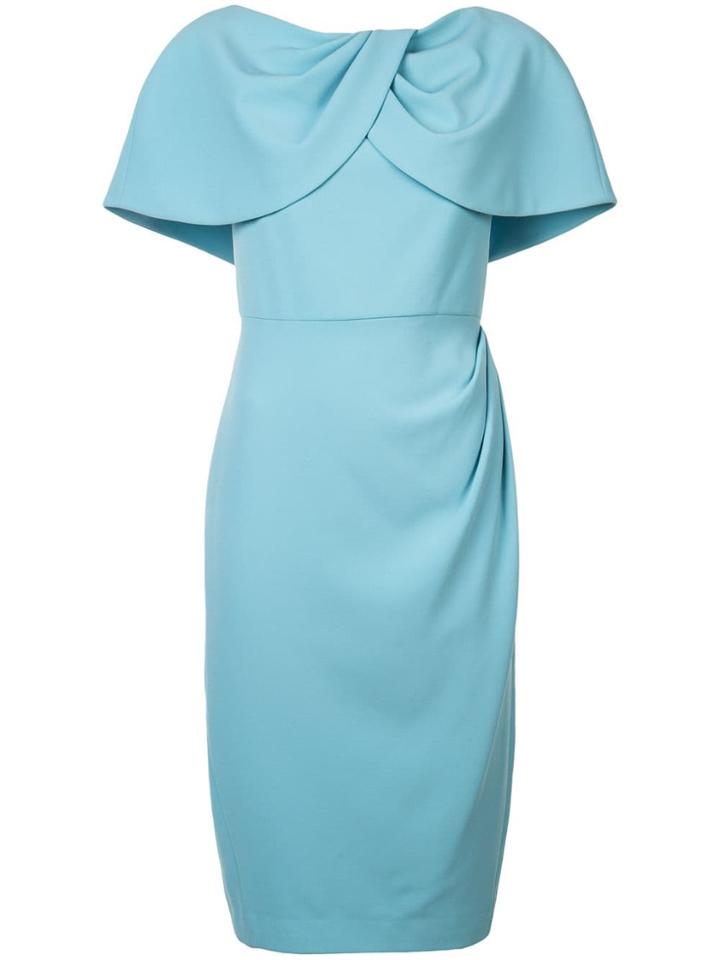 Christian Siriano Cape Fitted Dress - Blue