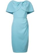 Christian Siriano Cape Fitted Dress - Blue