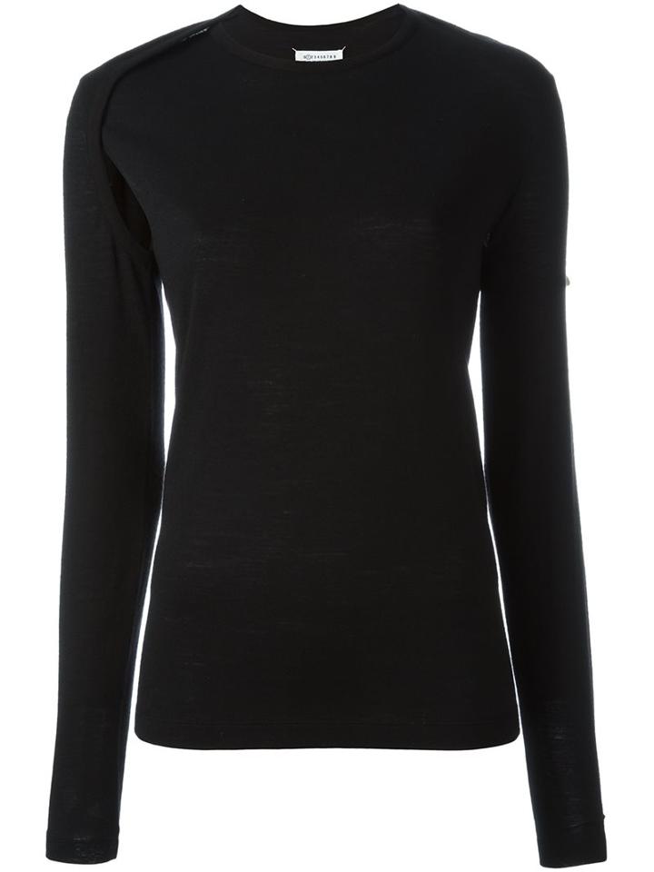 Maison Margiela Slit Detail Sweater, Women's, Size: Medium, Black, Cotton/wool