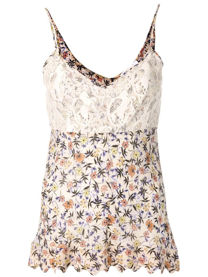 Chloé Floral Print Cami Top - Neutrals