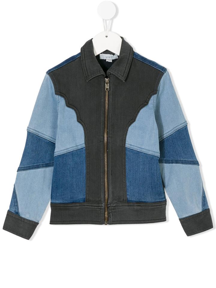 Stella Mccartney Kids - Color Block Denim Jacket - Kids - Cotton/polyester/spandex/elastane/viscose - 6 Yrs, Blue