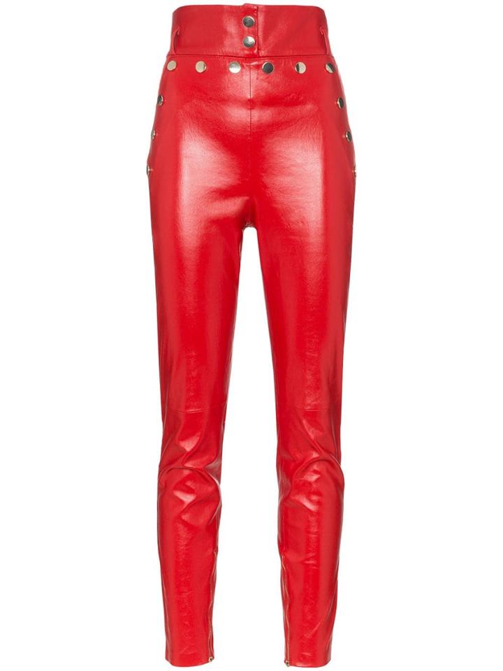 Skiim Natalie High-waisted Leather Trousers - Red
