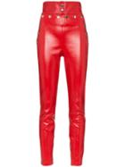 Skiim Natalie High-waisted Leather Trousers - Red