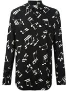 Saint Laurent Musical Note Printed Shirt, Men's, Size: 43, Black, Viscose