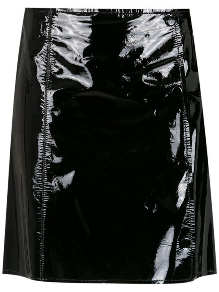 Nk Buttoned Leather Skirt - Black