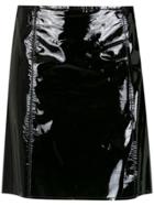 Nk Buttoned Leather Skirt - Black