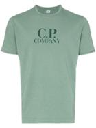 Cp Company Logo Print Short-sleeved Cotton T-shirt - Green