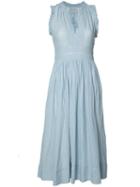 Ulla Johnson Pleated Shift Dress, Women's, Size: 10, Blue, Cotton
