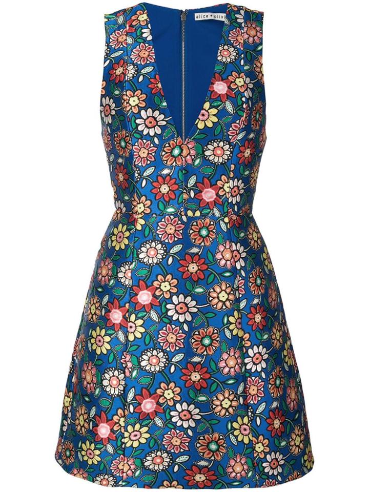 Alice+olivia Floral Print Mini Dress - Blue