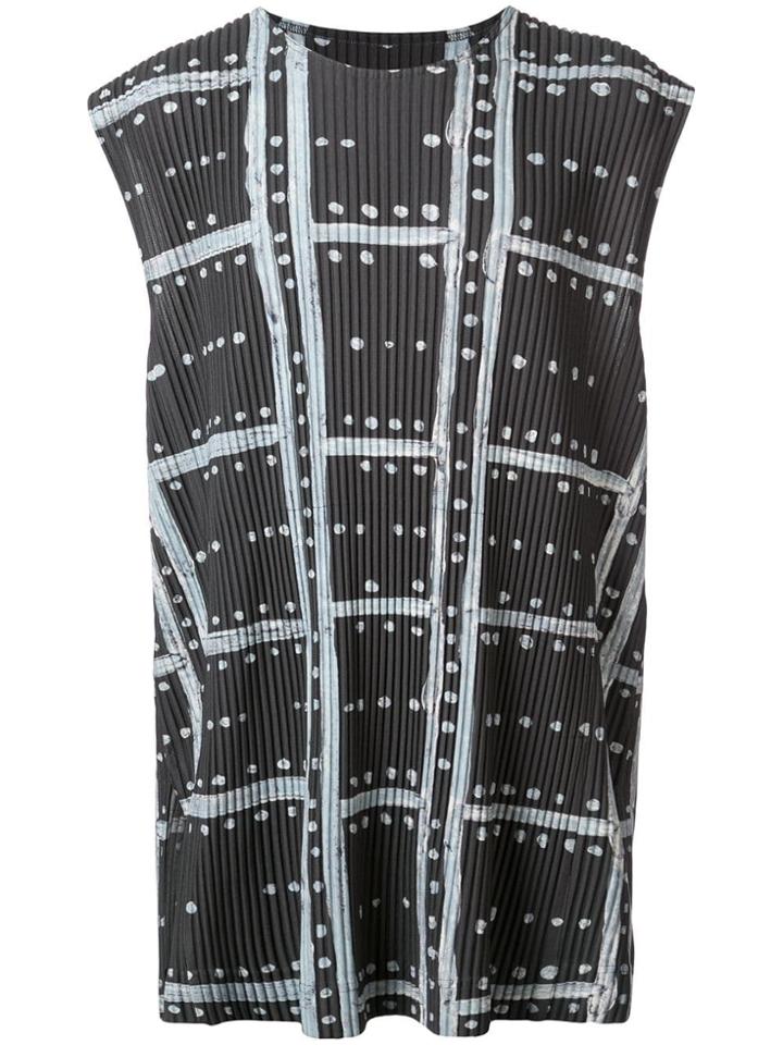Homme Plissé Issey Miyake Ladder Checked Tank Top - Grey