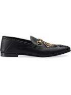 Gucci Leather Horsebit Loafer With Panther - Black